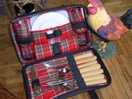 Travel Picnic Kit for Two Brown Leatherette