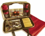 Travel Picnic Kit for Two Tan Plaid
